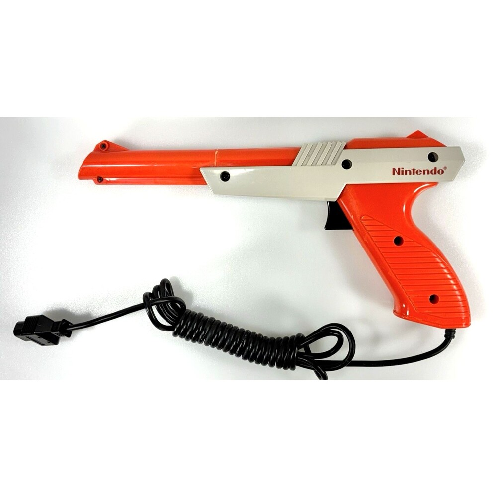 Authentic 1985 Nintendo Zapper Orange Wired Light Gun NES-005 Tested
